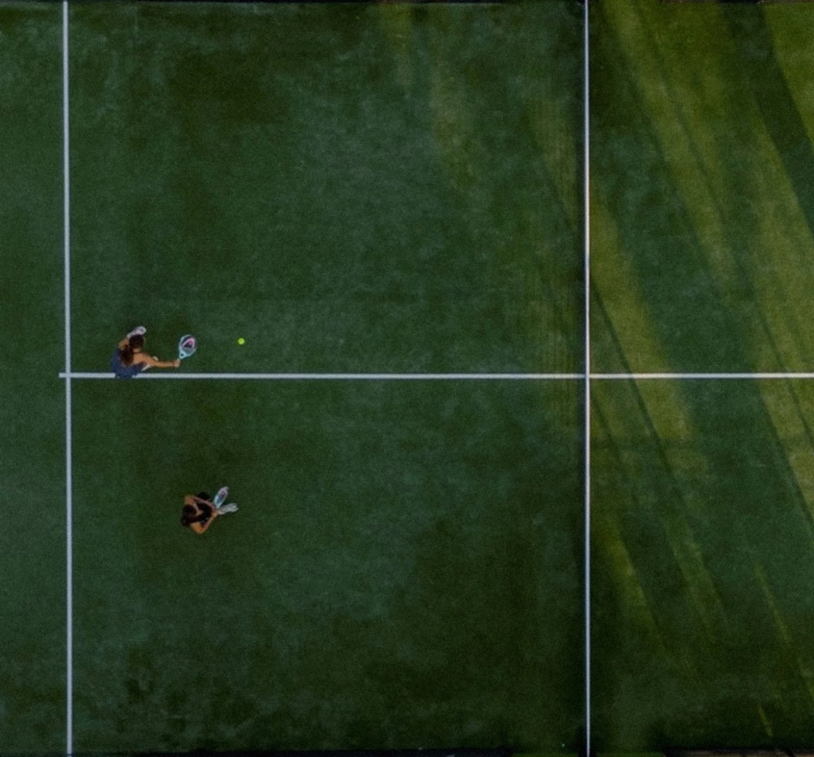 Aerial view of members playing padel on the courts at The Seagate Hotel in Delray Beach