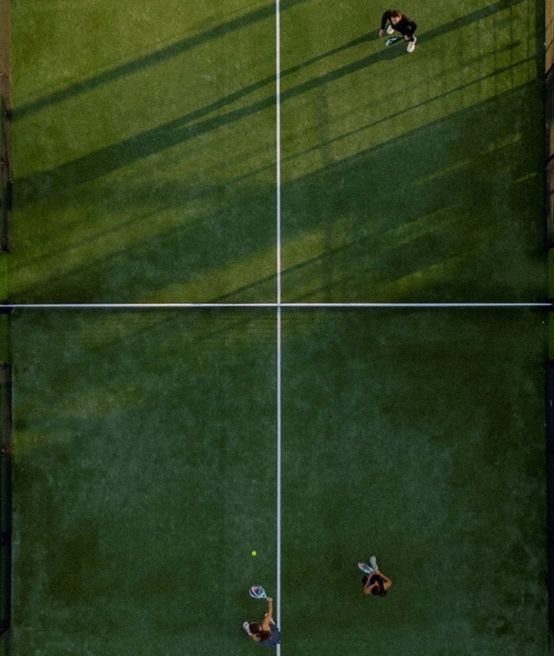 Aerial view of members playing padel at The Seagate Hotel racquet club in Delray Beach